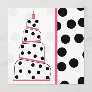 Polka Dot och Rosa Födelsedagsfest inbjudan