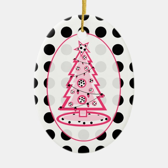 Polka Dot och Rosa Julgran ornament (Framsidan)