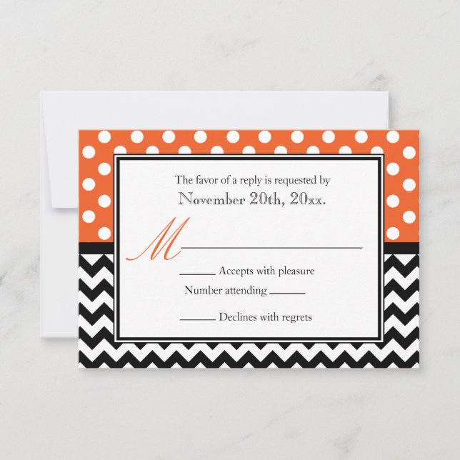Polka Dot Orange & Chevron-svarskort OSA Kort (Framsida)