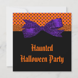Polka Dot Orange Lila Black Halloween Inbjudningar