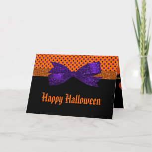Polka Dot Orange Lila Black Halloween Kort