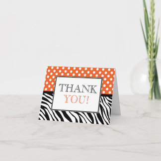 Polka Dot Orange och Zebra tryck tack, ditt kort