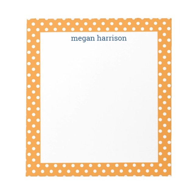 Polka Dot Orange Personlig Anteckningsblock (Framsida)