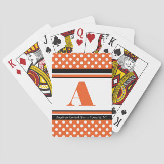Polka Dot Orange Personlig Spelkort