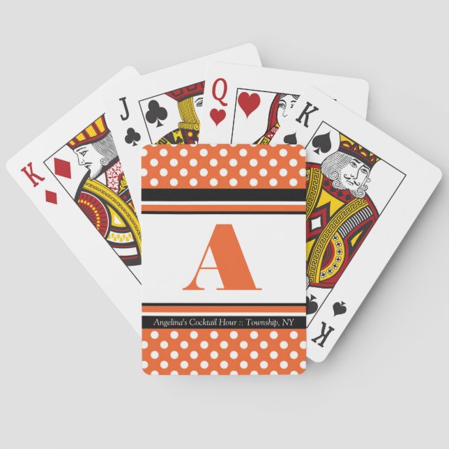 Polka Dot Orange Personlig Spelkort (Baksidan)