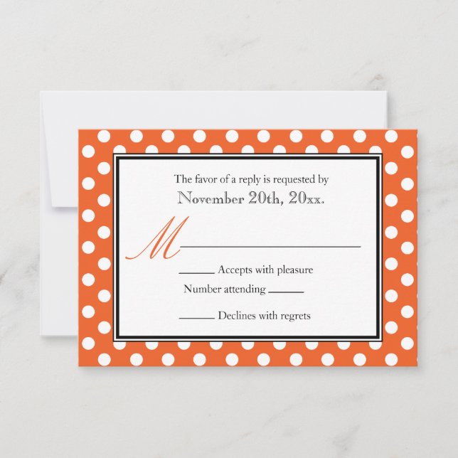 Polka Dot Orange & White OSA Reply Cards Kort (Framsida)