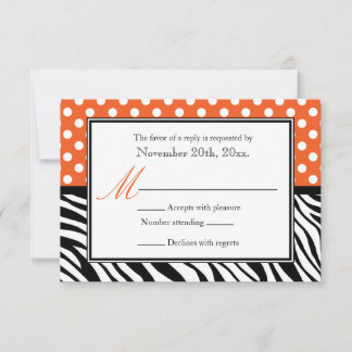 Polka Dot Orange & Zebra tryck-svarskort OSA Kort