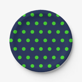 Polka Dot Papper Tallrikar (Navy Blue & Lime Green