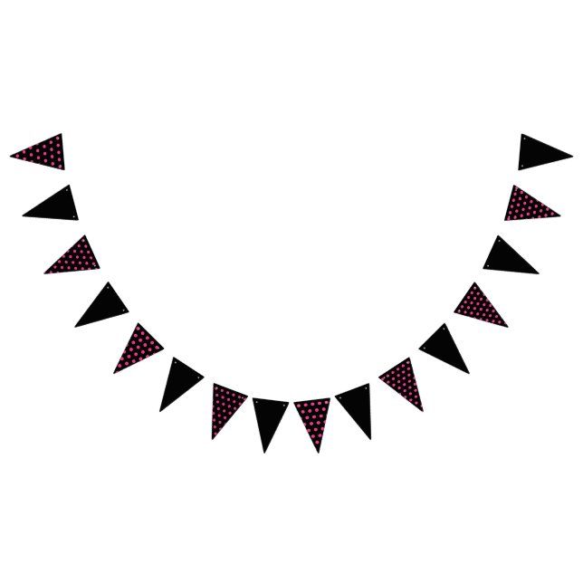 Polka Dot Party Banner (Black & Neon Rosa) Vimplar (Alla)
