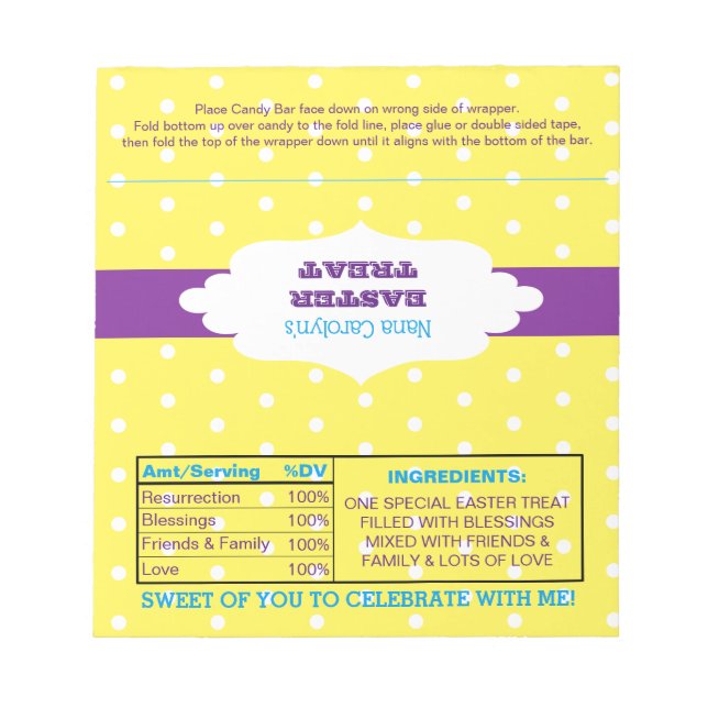 Polka Dot Påsk Treat Favor Candy Wrappers Anteckningsblock (Framsida)