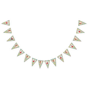Polka Dot Patterned Bunting med foton Vimplar
