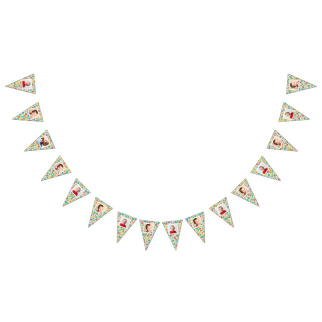 Polka Dot Patterned Bunting med foton Vimplar (Alla)