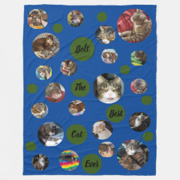 Polka Dot Pet Photo Keepsaky Blue Fleece Blanket