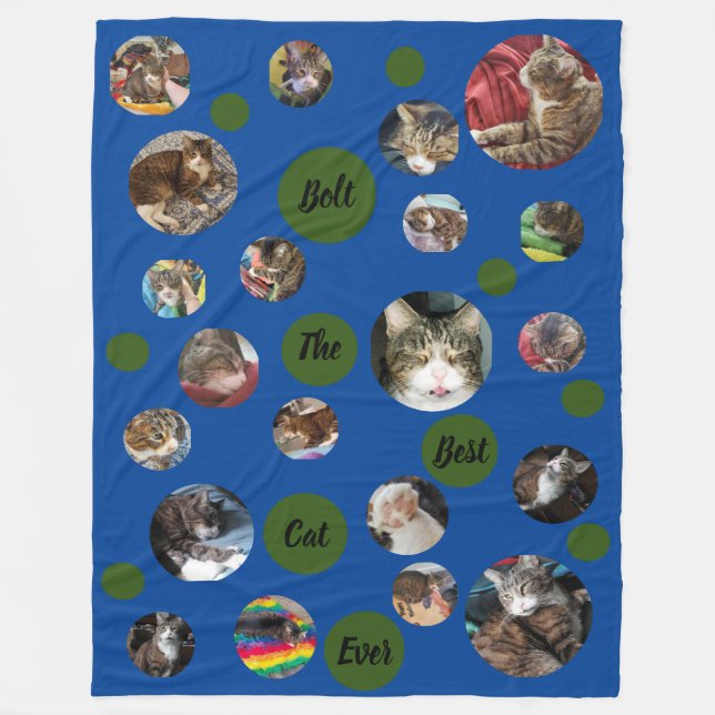 Polka Dot Pet Photo Keepsaky Blue Fleece Blanket (Framsidan)