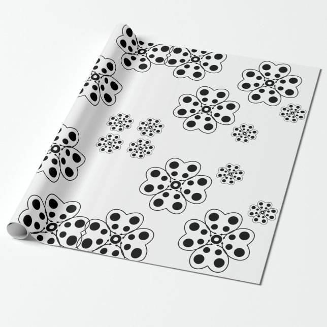 Polka Dot Petals Mönster Presentpapper (Utrullad)