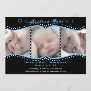 Polka Dot Photo Birth Notice Meddelande