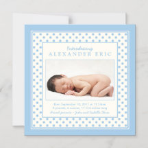 Polka Dot Pojke Photo Birth Notice