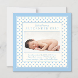 Polka Dot Pojke Photo Birth Notice Magnetisk Inbjudningskort