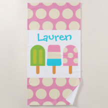 Polka Dot Popsicles Personlig Beach Towel