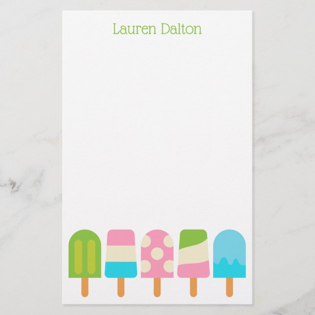 Polka Dot Popsicles Personlig Stationery Brevpapper (Framsida)