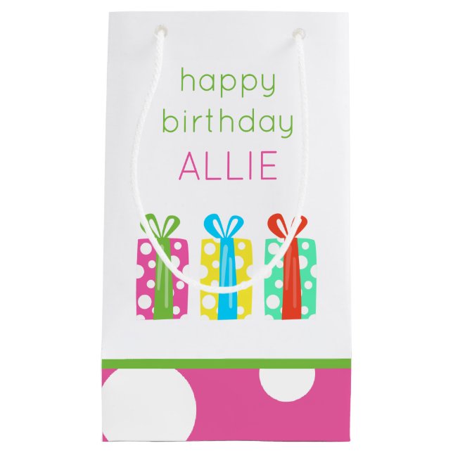 Polka Dot Presenter Birthday Personlig Gift Bag (Framsidan)