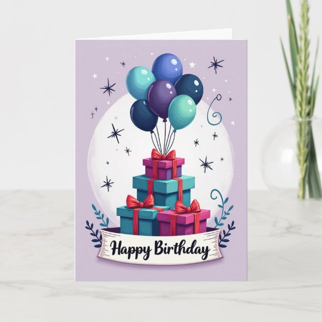 Polka Dot Presentkort med Ballonger Kort (Framsida)