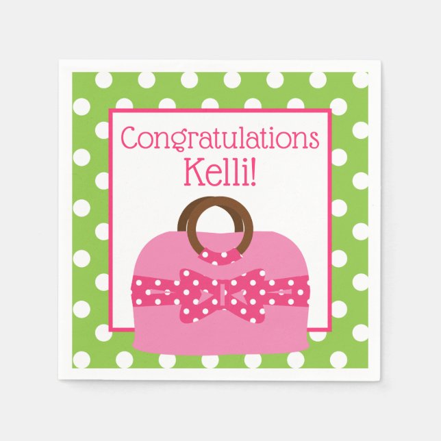 Polka Dot Purse Personlig Party Napkins Pappersservett (Framsidan)