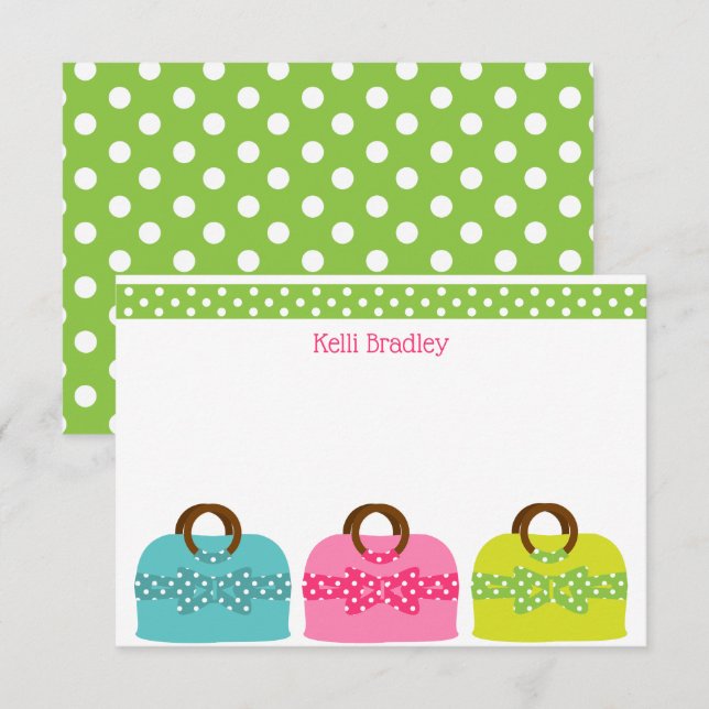 Polka Dot Purses Personlig Note-kort Tack Kort (Fram/baksida)