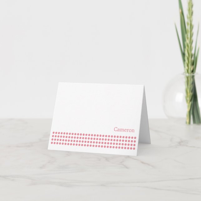Polka Dot Rand Blank Note Card-rosa Tack Kort (Framsida)