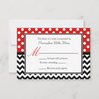 Polka Dot Red & Chevron Reply Cards OSA Kort