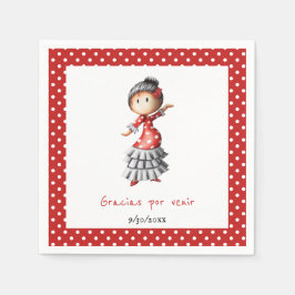 Polka Dot Red Spain Pregnant Sevillana Pappersservett