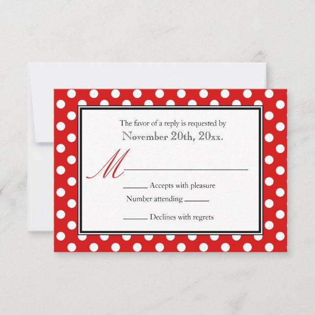 Polka Dot Red & White OSA Reply Cards Kort (Framsida)