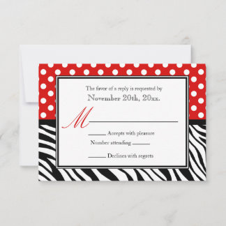 Polka Dot Red & Zebra tryck-svarskort OSA Kort
