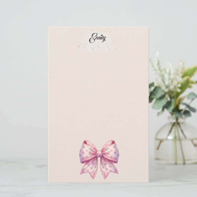 Polka Dot Ribbon Stationery Brevpapper (Stående Fram)