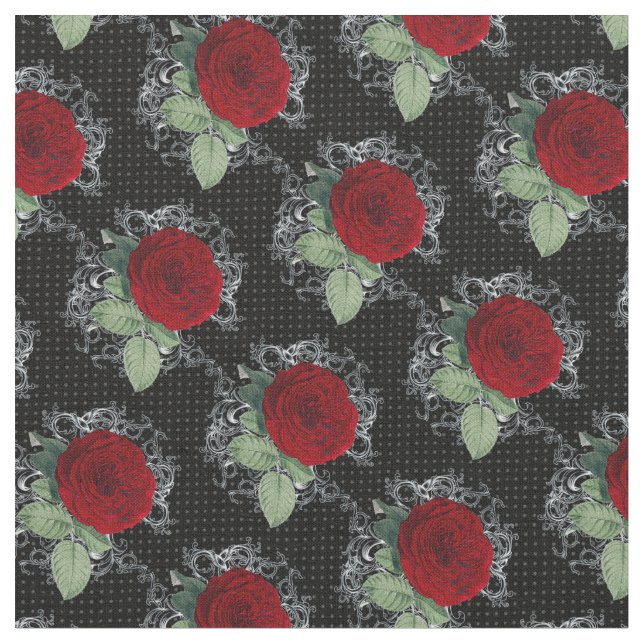 Polka Dot Ro Gothic Damask Fabric Tyg (Närbild)
