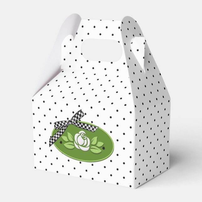 Polka Dot Ro White-Gable Party Favor Box Presentaskar (Framsidan Sidan)