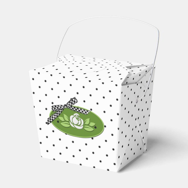 Polka Dot Ro White-Take Out Party-favoritruta Presentaskar (Framsidan Sidan)