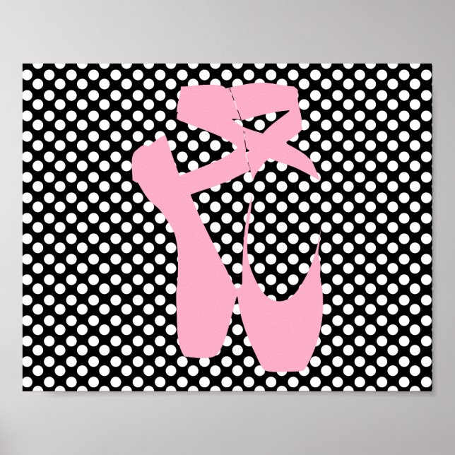 Polka Dot Rosa Ballet Tofflor Poster (Framsidan)
