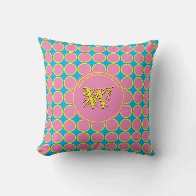 POLKA DOT Rosa Blue Customigram Scripture Kudde (Framsida)