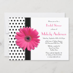Polka Dot Rosa Daisy Inbjudningskort för möhippan