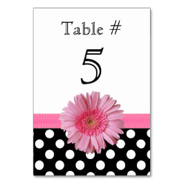 Polka Dot & Rosa Gerber Daisy Bröllop Bordsnummer