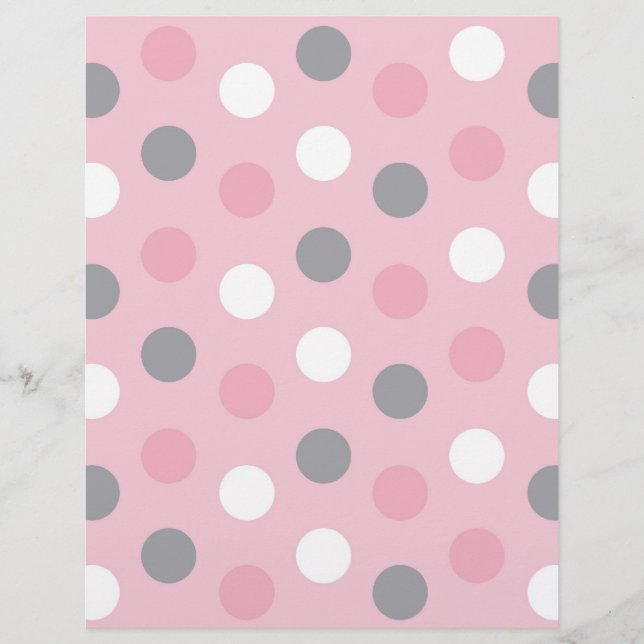 Polka Dot Rosa Grått Baby Scrapbook Papper (Framsida)