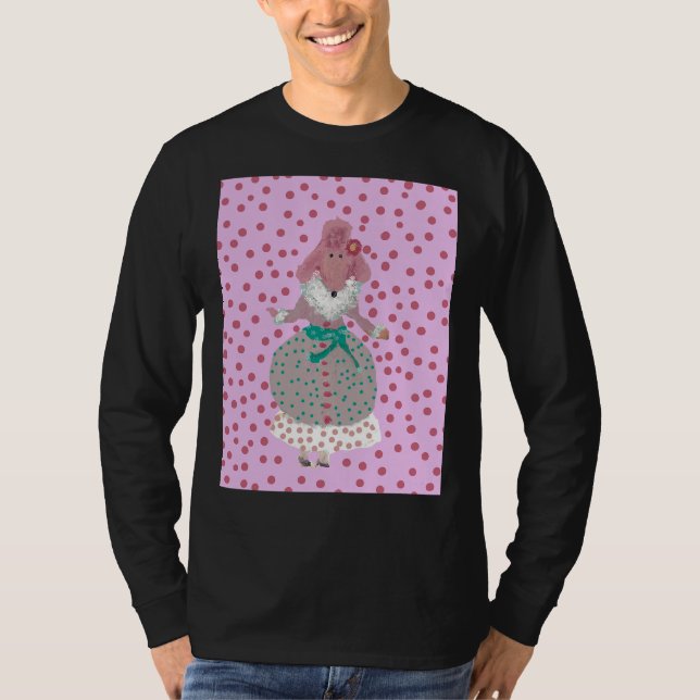 Polka Dot Rosa Pudel Roligt Fluff! T Shirt (Framsida)