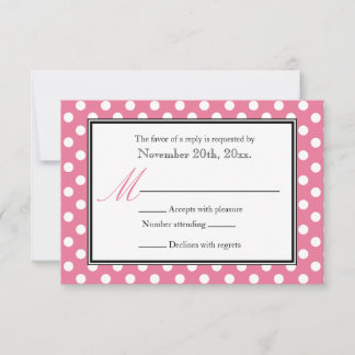 Polka Dot Rosa & White OSA Reply Cards Kort