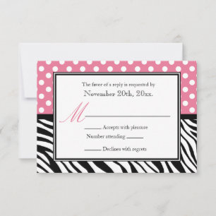 Polka Dot Rosa & Zebra tryck-svarskort OSA Kort
