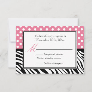Polka Dot Rosa & Zebra tryck-svarskort OSA Kort