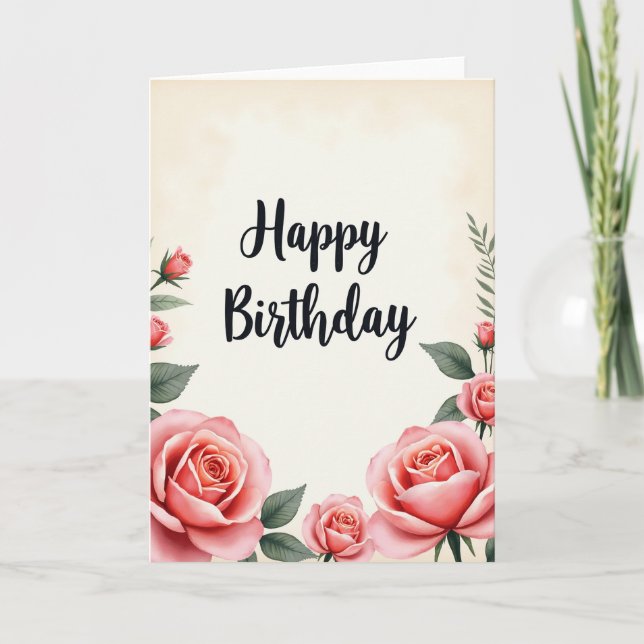 Polka Dot Rose Födelsedagskort Kort (Framsida)