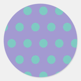 Polka Dot Round Stickers (Lavender & Aqua) Runt Klistermärke
