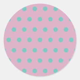 Polka Dot Round Stickers (Rosa & Aqua) Runt Klistermärke