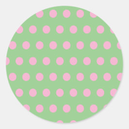 Polka Dot Round Stickers (Sage Grönt & Pastel Rosa Runt Klistermärke